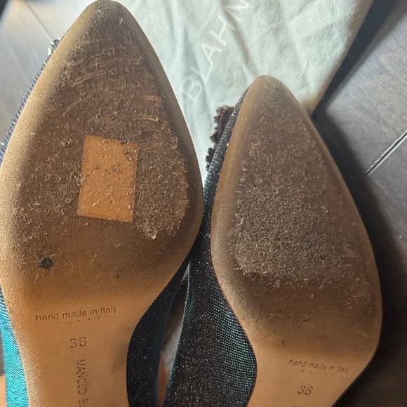 Authentic Manolo Blahnik Hangisi Metallic Midnight Notturno Crystal Pump - Picture 7 of 8